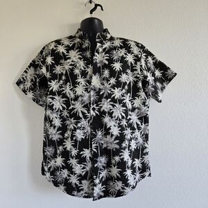 ORO Los Angeles Short Sleeve Buttons Down Shirt Palm Trees Print size Large